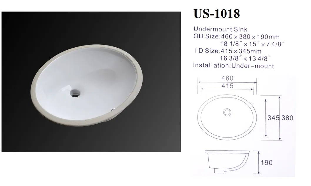1018 White Cupc Standard Ceramic Wash Basin, 18 Inches Under Counter Basin, Porcelain Sink