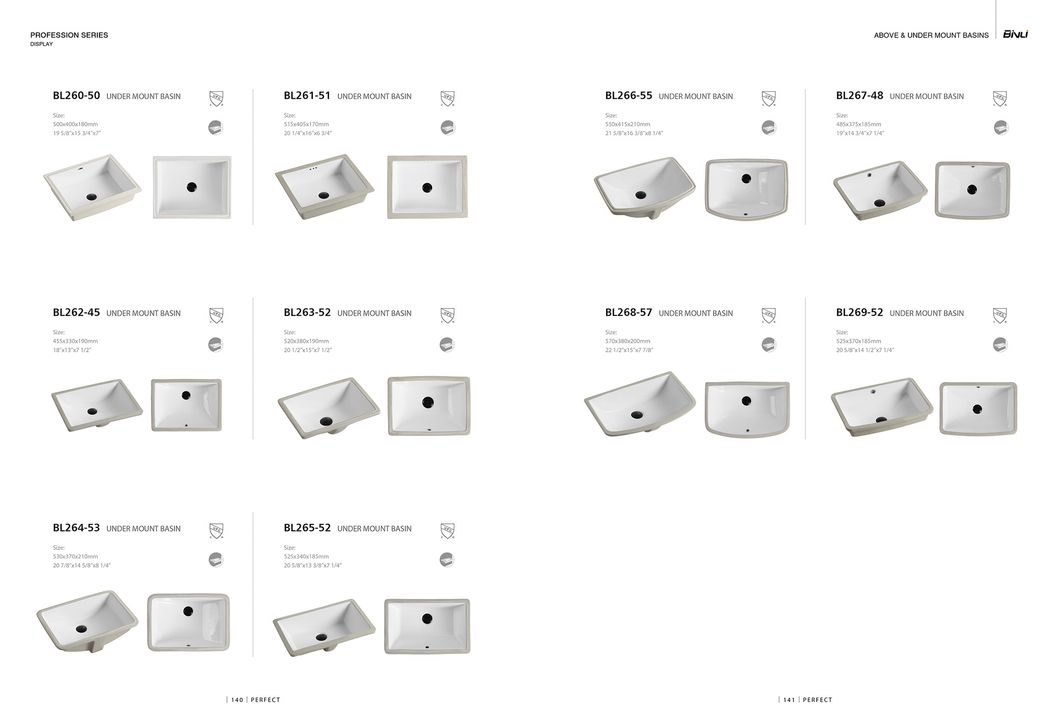 20-1/2" Cupc Bathroom Vanity Basin Under Counter Basin Undermount Sink Bl265-52