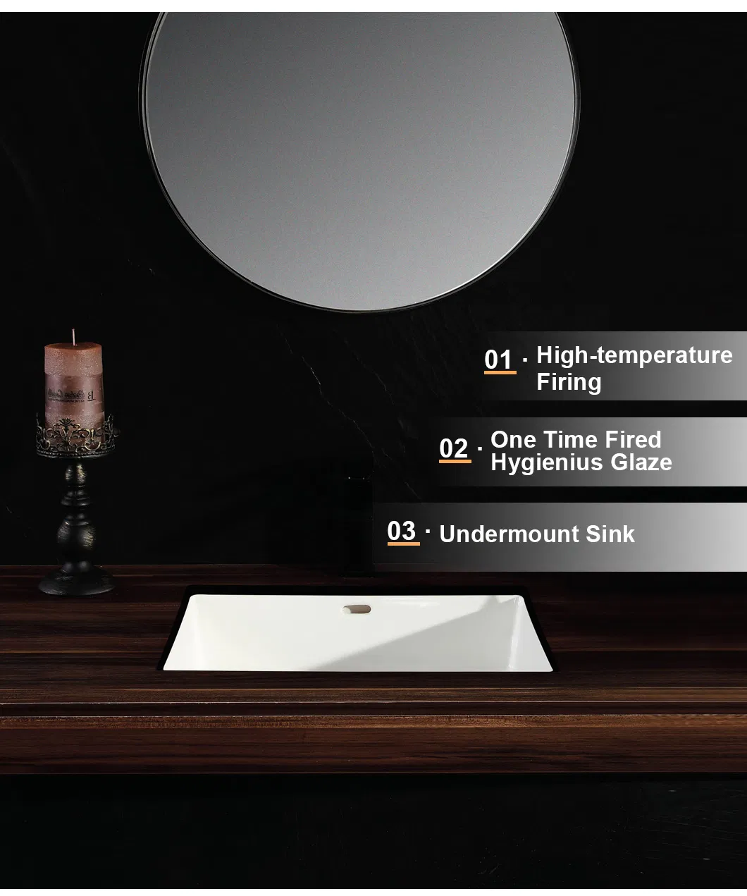 20 6/8 Inch W X14 1/2 Inch D X 8 1/4 Inch H Modern Rectangular Undermount Vanity Sink Porcelain Ceramic Lavatory Bathroom Sink, White with Overflow