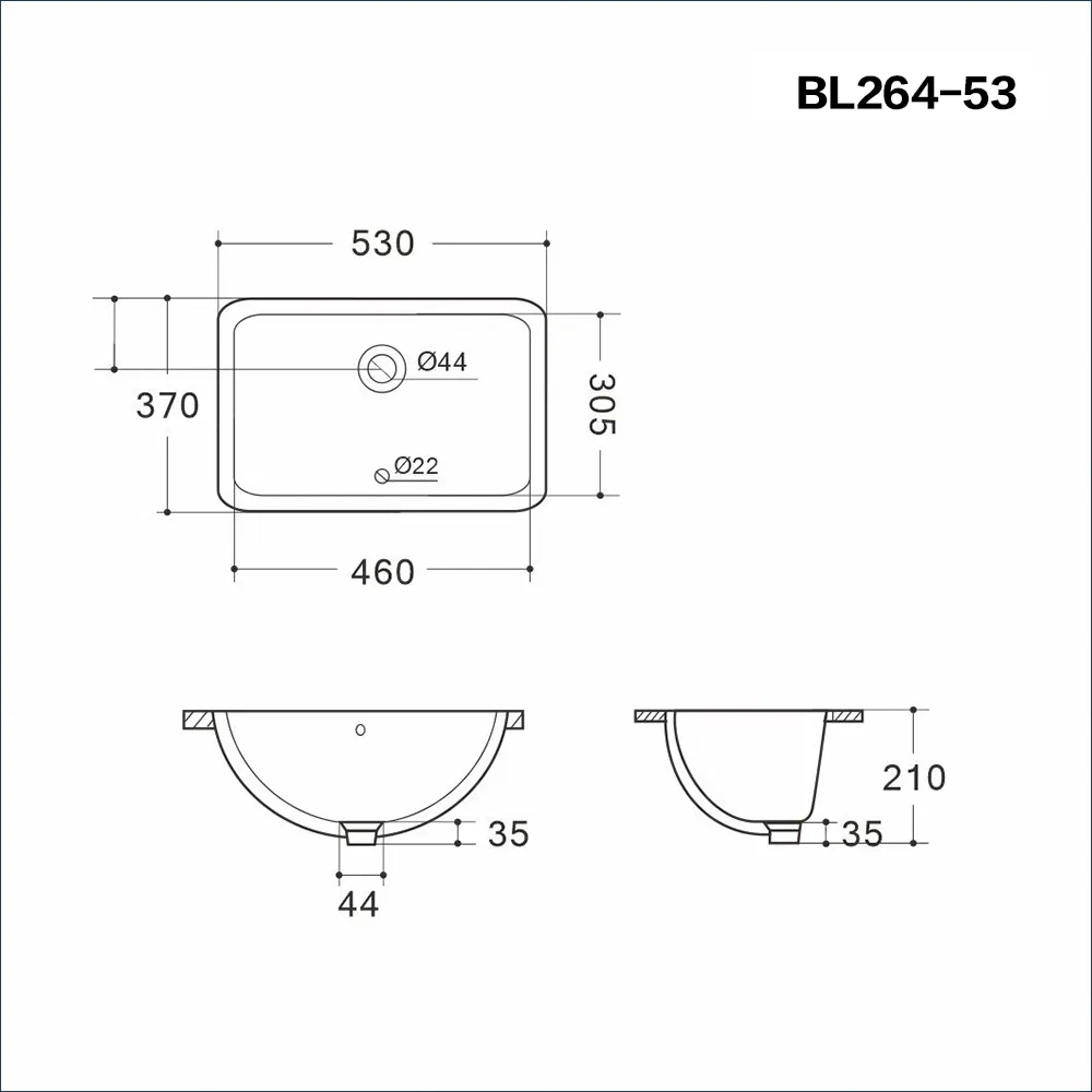 20 6/8 Inch W X14 1/2 Inch D X 8 1/4 Inch H Modern Rectangular Undermount Vanity Sink Porcelain Ceramic Lavatory Bathroom Sink, White with Overflow