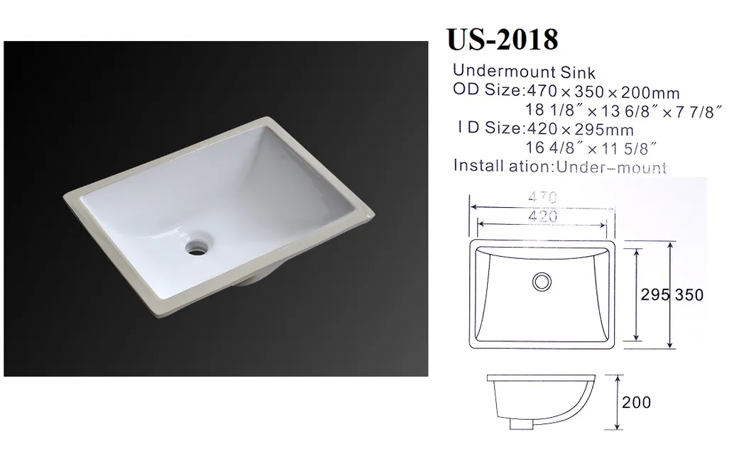 2018 White Rectangular Porcelain Sink, Wash Basin, Lavabo Sink