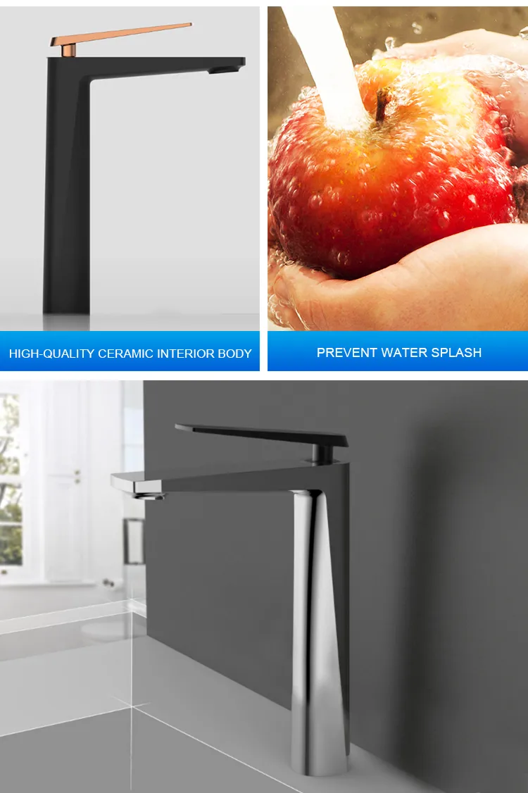 2021 Kaiping New Design Black Top Sanitary Ware Bathroom Basin Sink Water Faucet (BF-A15380KR)