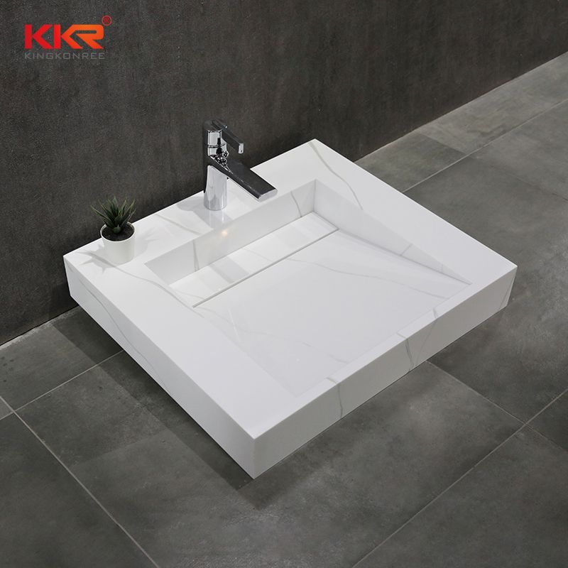 2021 Latest Design Countertop Standing Sink Italian White Marble Sink/Basin for Hotel