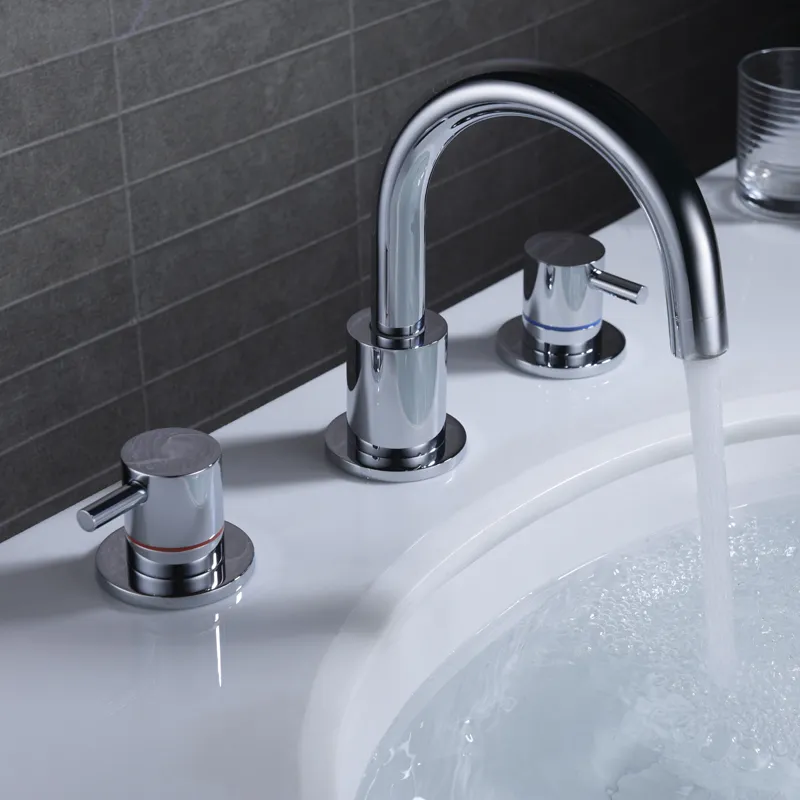 3 Hole Bathroom Faucet in Chrome, Widespread Faucet