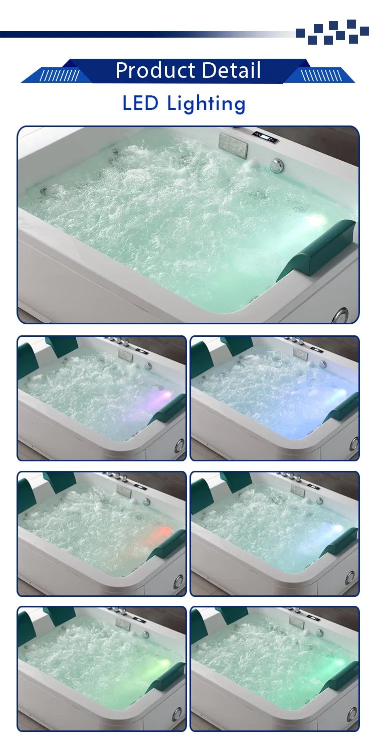 3 Persons Jacuzzi Large Size Freestanding Hot Tub SPA Acrylic Bath Massage Bathtub Whirlpool