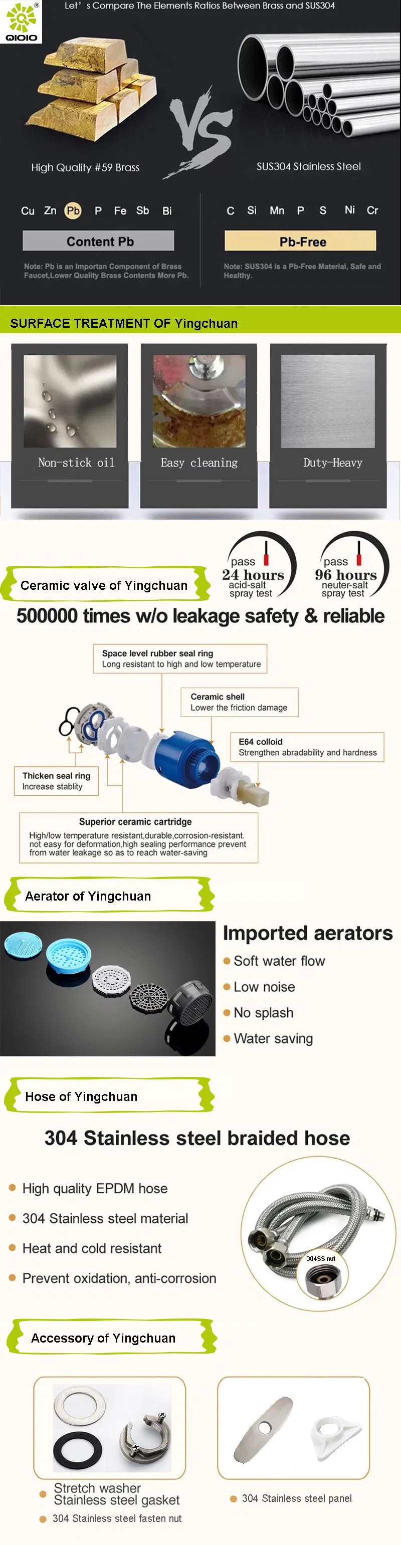 304 Stainless Steel Brushed Kitchen Sink Faucet