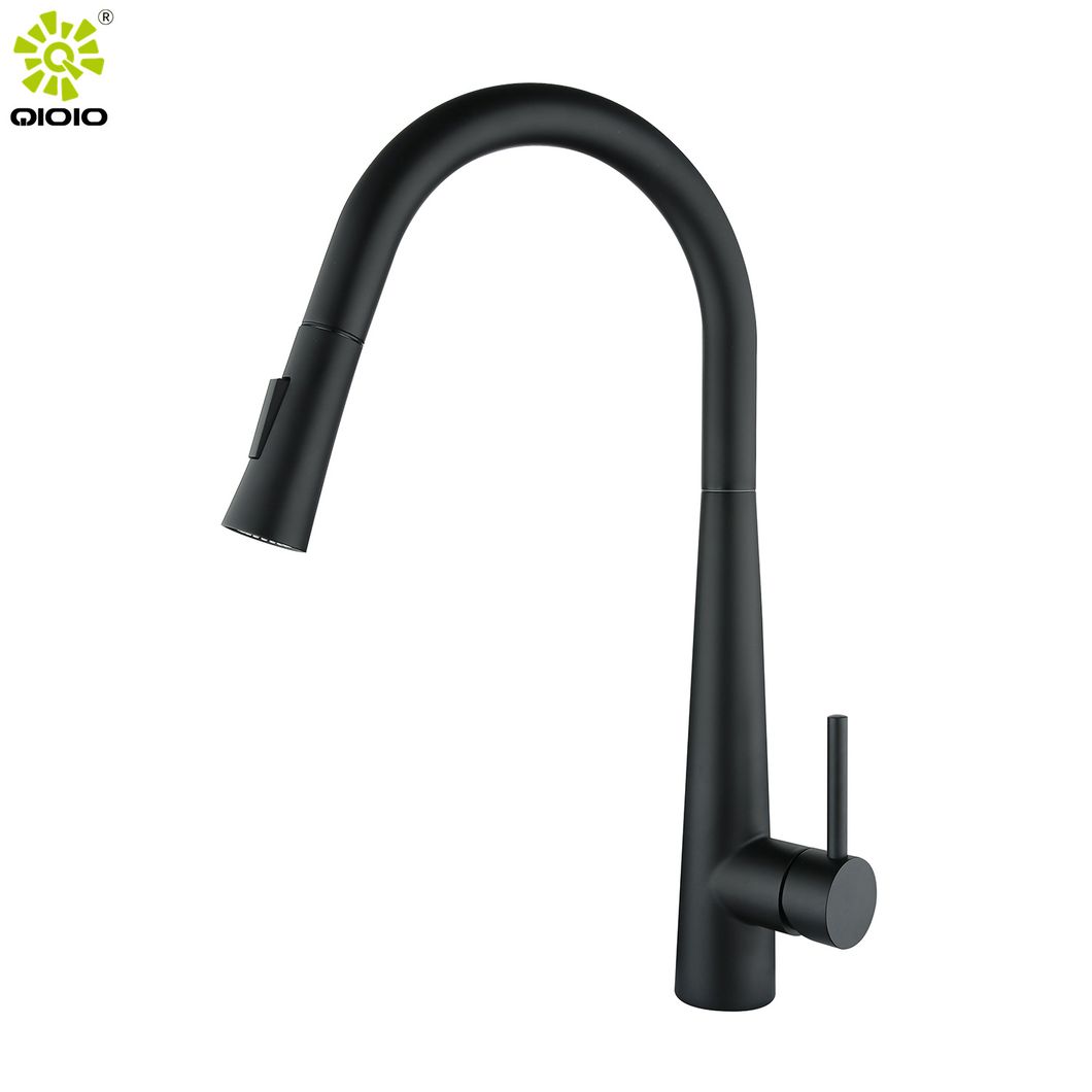 304 Stainless Steel Sink Water Faucets Black Pull out Kitchen Faucet