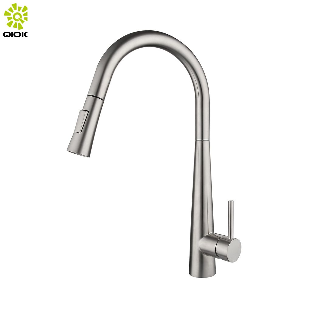 304 Stainless Steel Sink Water Faucets Black Pull out Kitchen Faucet
