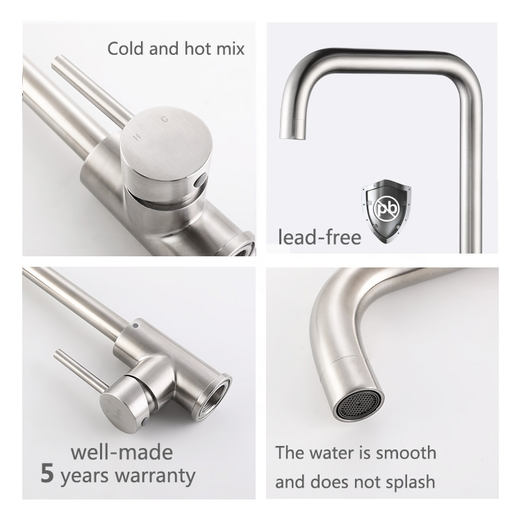 360 Rotating 304 Stainless Steel Hot and Cold Mixer Kitchen Faucet