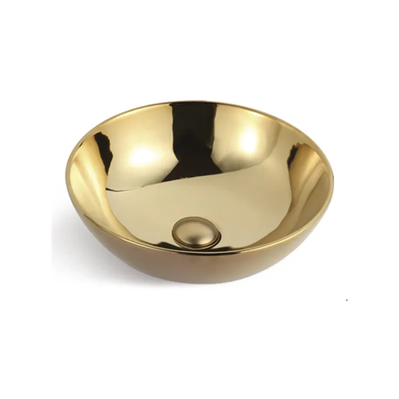 400*400 Bathroom Sanitary Ware Polish Gold Round Abover Counter Top Basin (1027)
