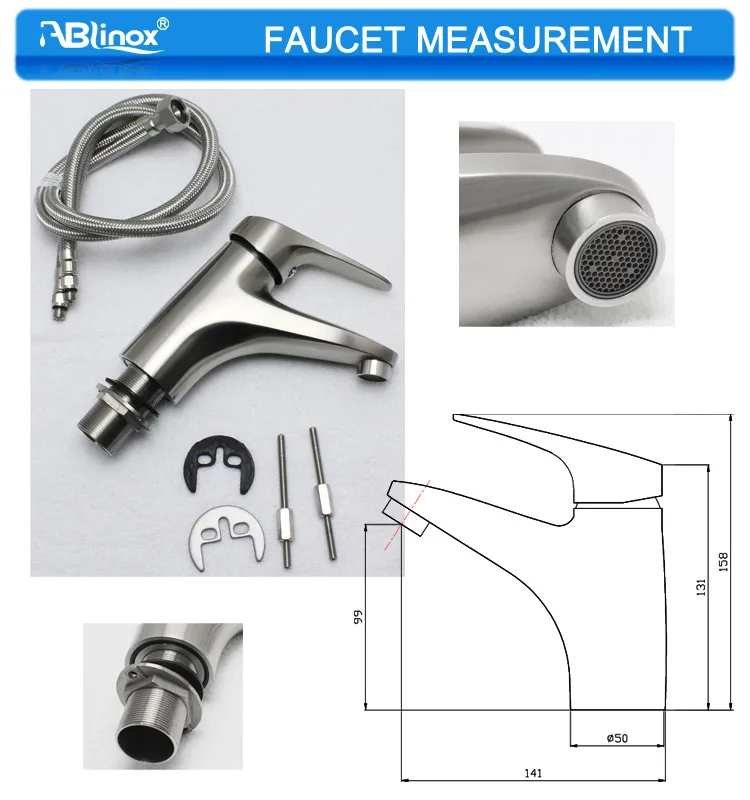 Ablinox Stainless Steel Single Handle Classic Design Basin/Sink/Kitchen Faucet/Mixer with Cupc