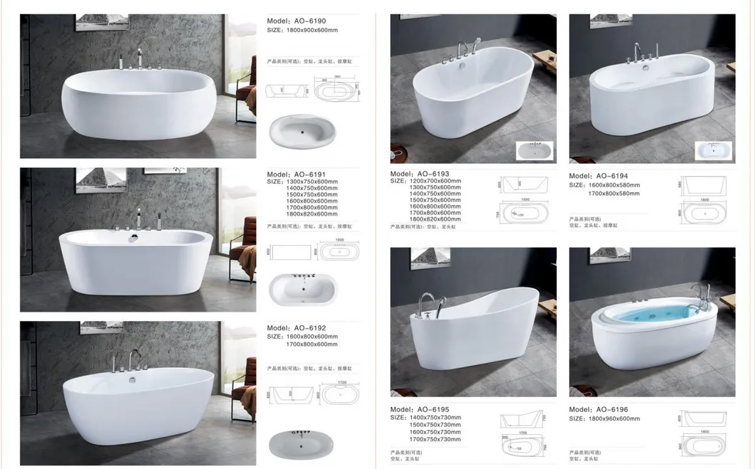 Acrylic Skirted Material Freestanding Soaking Bathtub