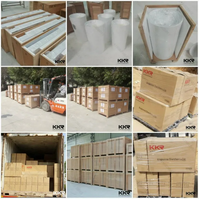 American Popular Cabinet Rectangle Double Basin Cast Stone Resin Sink 0821