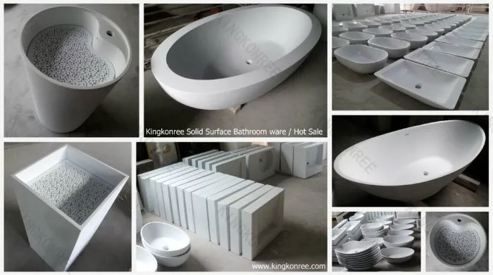 American Popular Cabinet Rectangle Double Basin Cast Stone Resin Sink 0821