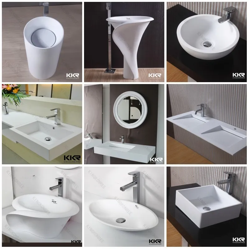 American Popular Cabinet Rectangle Double Basin Cast Stone Resin Sink 0821