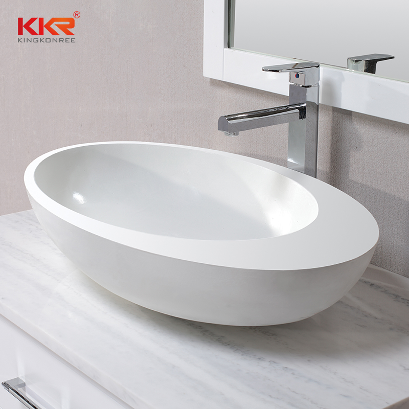 American Popular Cabinet Rectangle Double Basin Cast Stone Resin Sink 0821