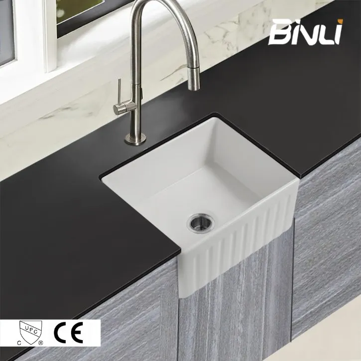 Apron Kitchen Sink with Cupc Certificate, Fireclay Ceramic Sanitary Wares Farmhouse Wash Sink