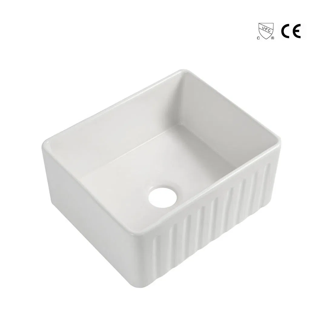 Apron Kitchen Sink with Cupc Certificate, Fireclay Ceramic Sanitary Wares Farmhouse Wash Sink