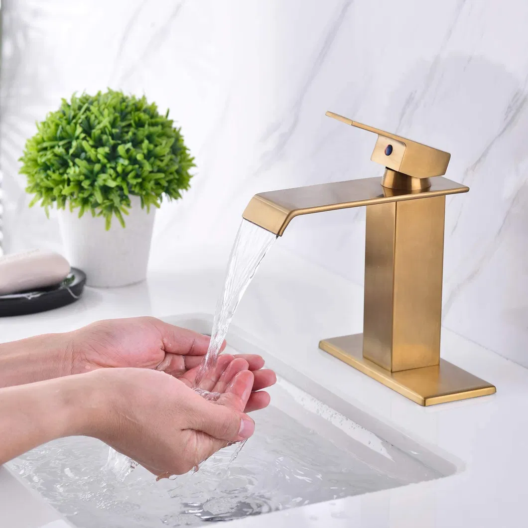 Aquacubic Cupc Brass Body Single Handle Deck Mount Faucet Chrome Bathroom Tap Face Basin Faucet