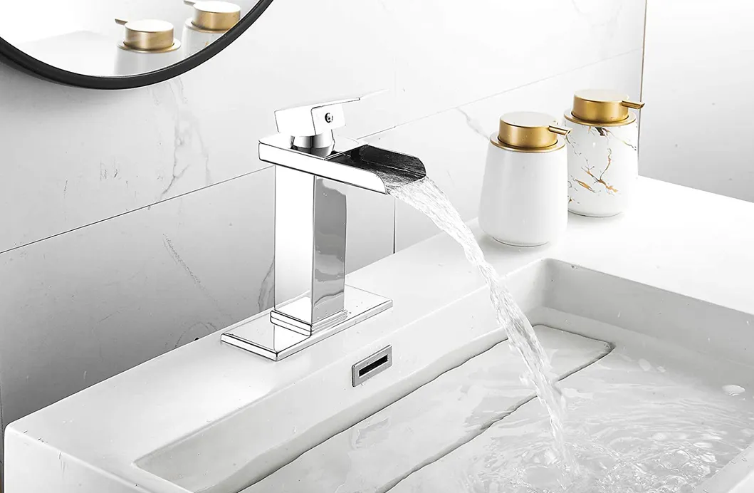 Aquacubic Cupc Certified Chrome Waterfall Bathroom Basin Water Faucet