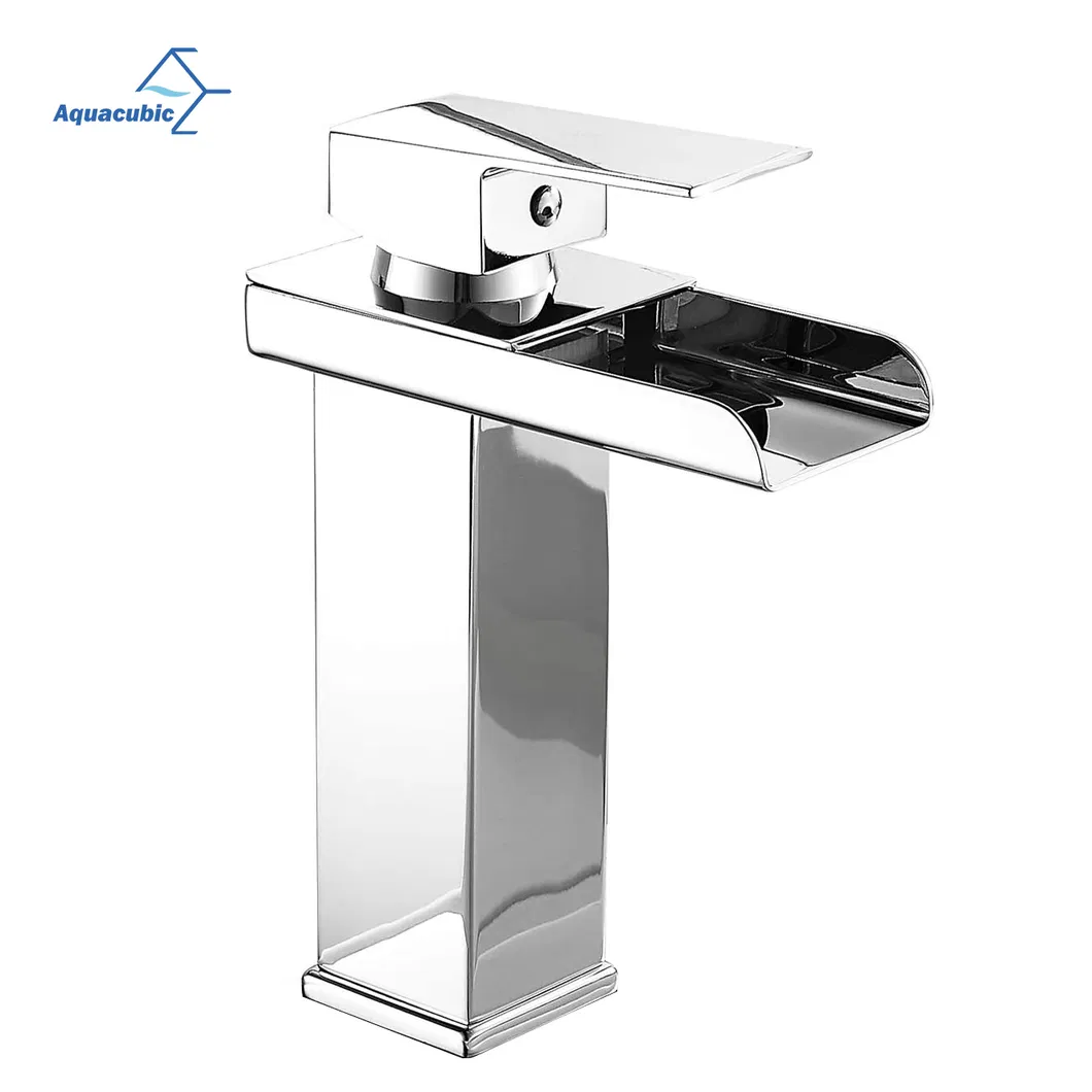 Aquacubic Cupc Certified Chrome Waterfall Bathroom Basin Water Faucet