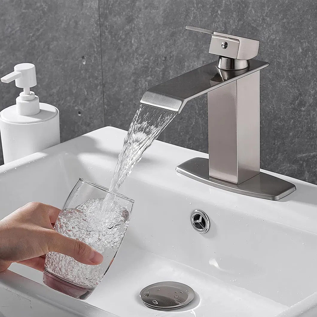 Aquacubic Lead Free Brass Basin Faucet Brushed Nickel Faucets Mixers Taps Bathroom Faucets