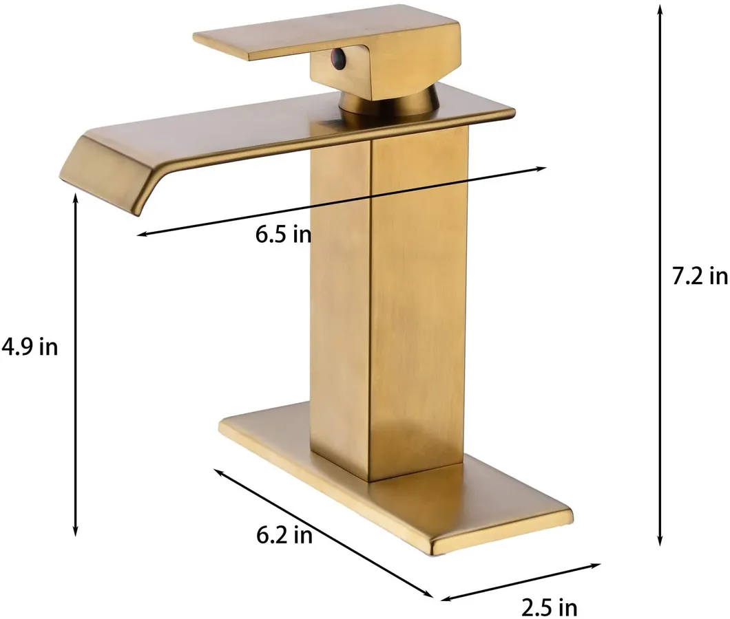 Aquacubic New Style Lavatory Luxury Cupc Single Handle Brass Waterfall Basin Faucet Rose Gold
