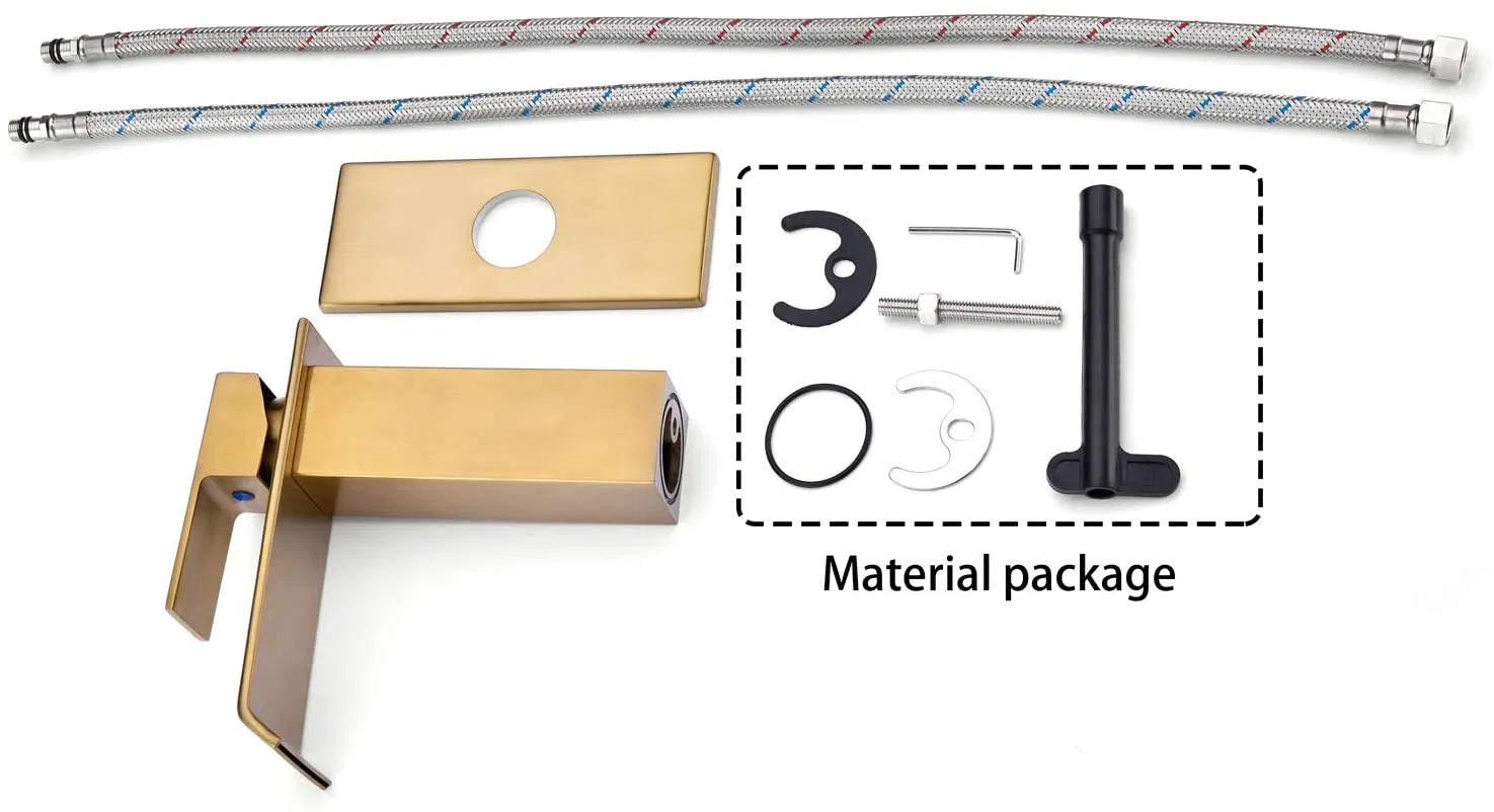 Aquacubic New Style Lavatory Luxury Cupc Single Handle Brass Waterfall Basin Faucet Rose Gold