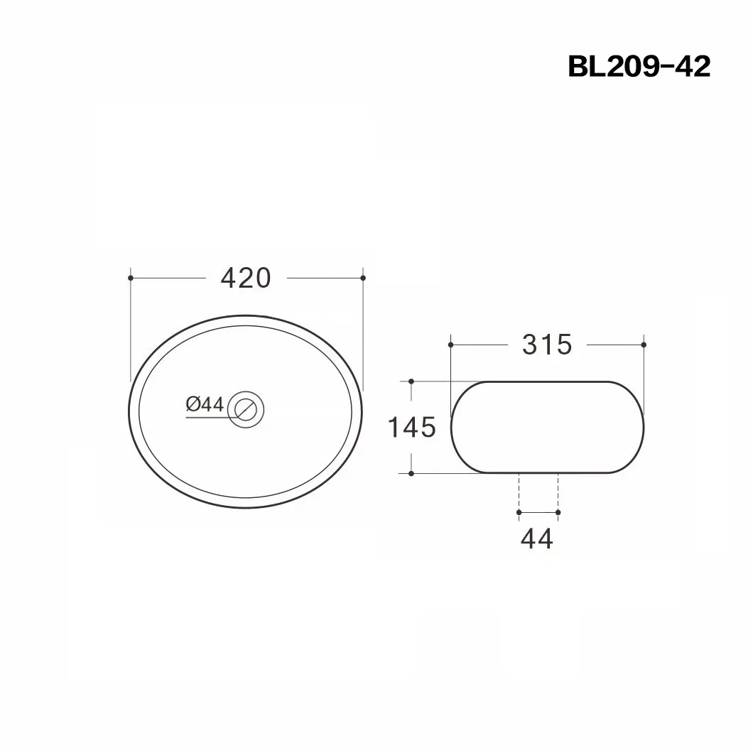 Bathroom Above Counter Egg Shape Oval Bowl Ceramic Vessel Vanity Sink Art Basin - White Porcelain - with Pop up Drain Stopper