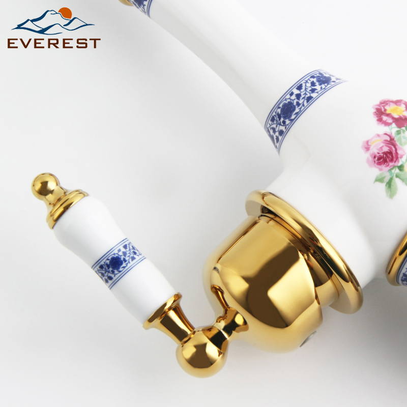 Bathroom Accessories Sanitary Ware Ceramic Brass Shower Antique Sink Basin Kitchen Water Mixer Bibcock Faucet Tap ( Zf -608G)