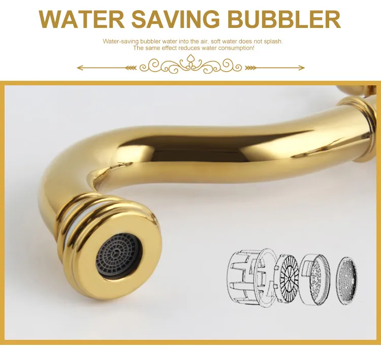 Bathroom Accessories Sanitary Ware Ceramic Brass Shower Antique Sink Basin Kitchen Water Mixer Bibcock Faucet Tap (Zf-608G)