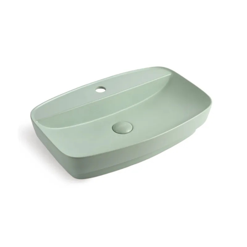 Bathroom Big Green Color Ceramic Above Counter Mounting Basin (436-60)
