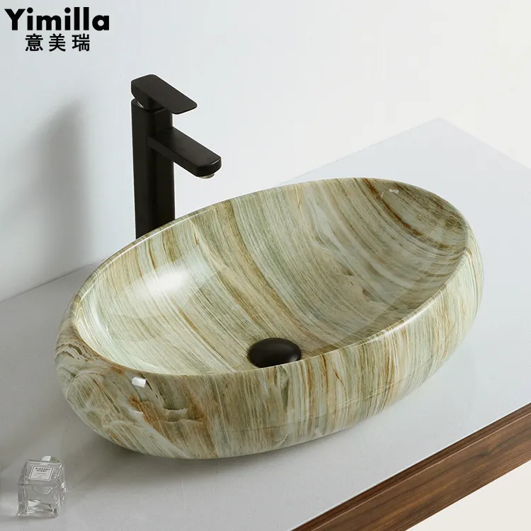 Bathroom Vanity Counter Top Oval Shape Black Wash Basin