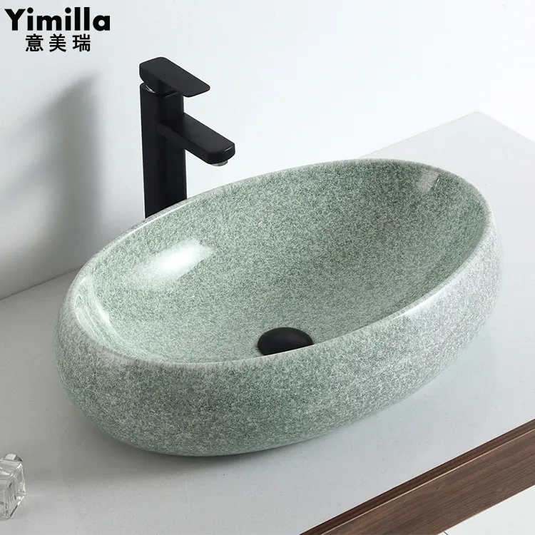 Bathroom Vanity Counter Top Oval Shape Black Wash Basin