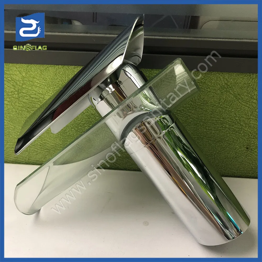 Bathroom Vessel Glass Chrome Basin Faucets Waterfall