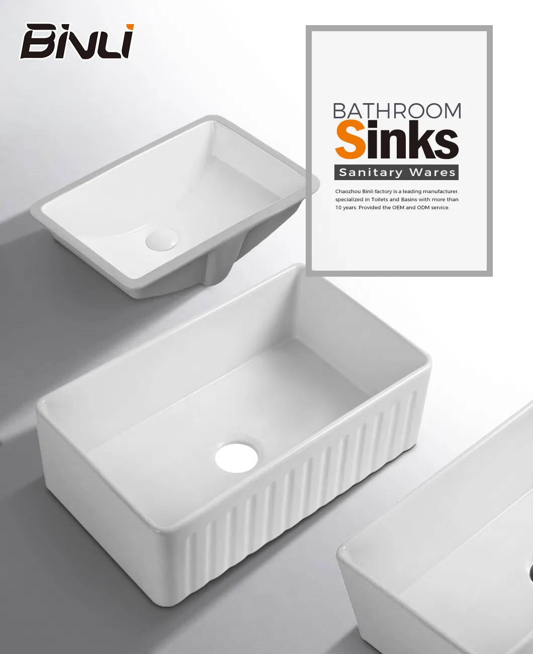 Binli Factory Direct Sales High-Quality Bathroom Ceramic Orange Color Basin Countertop Sinks