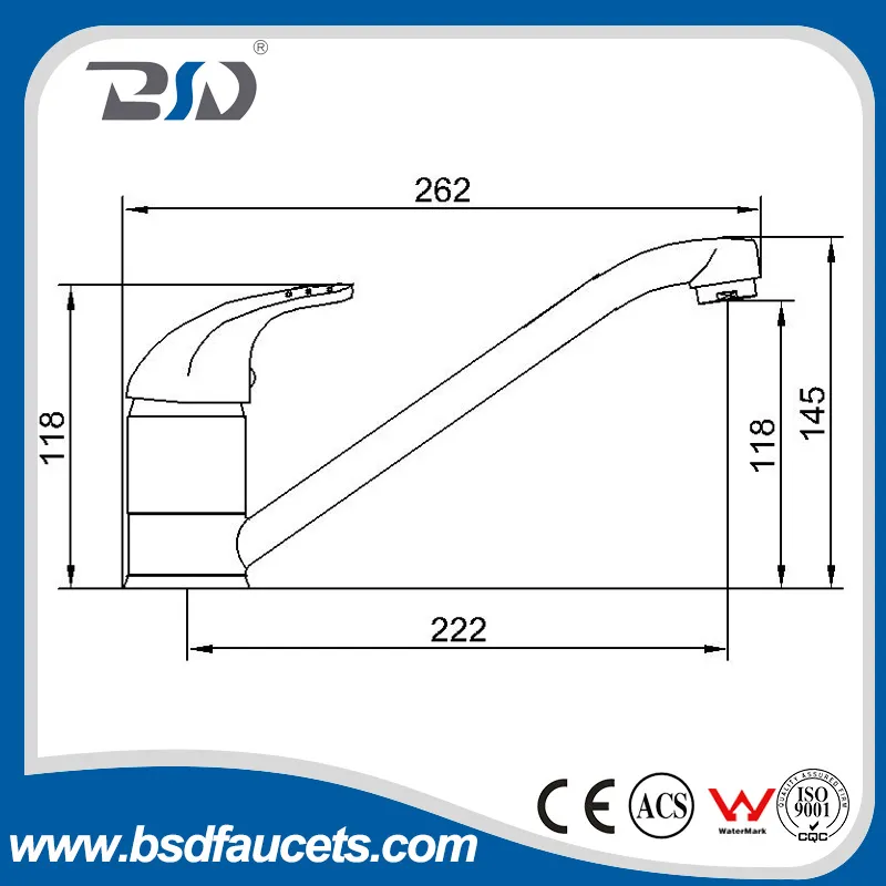 Brass Single Handle Chrome Kitchen Sink Faucet Mixer One Handle