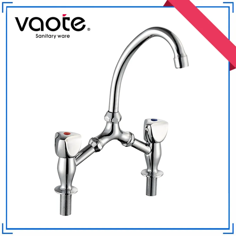 Bridge Mixer Double Handle Kitchen Sink Faucet (VT 61806)