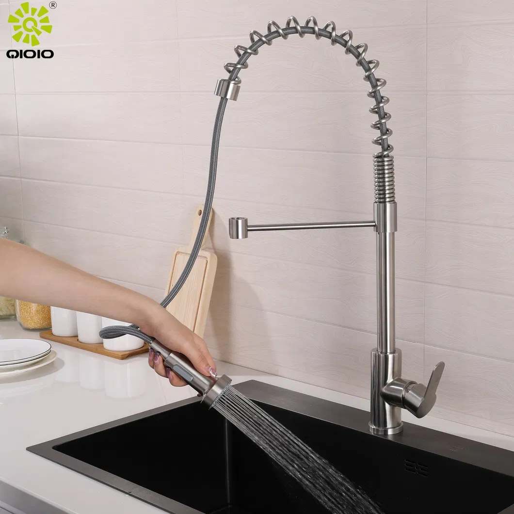 Cupc High Quality 304 Stainless Steel Spring Pull-Down Kitchen Faucet Mixer