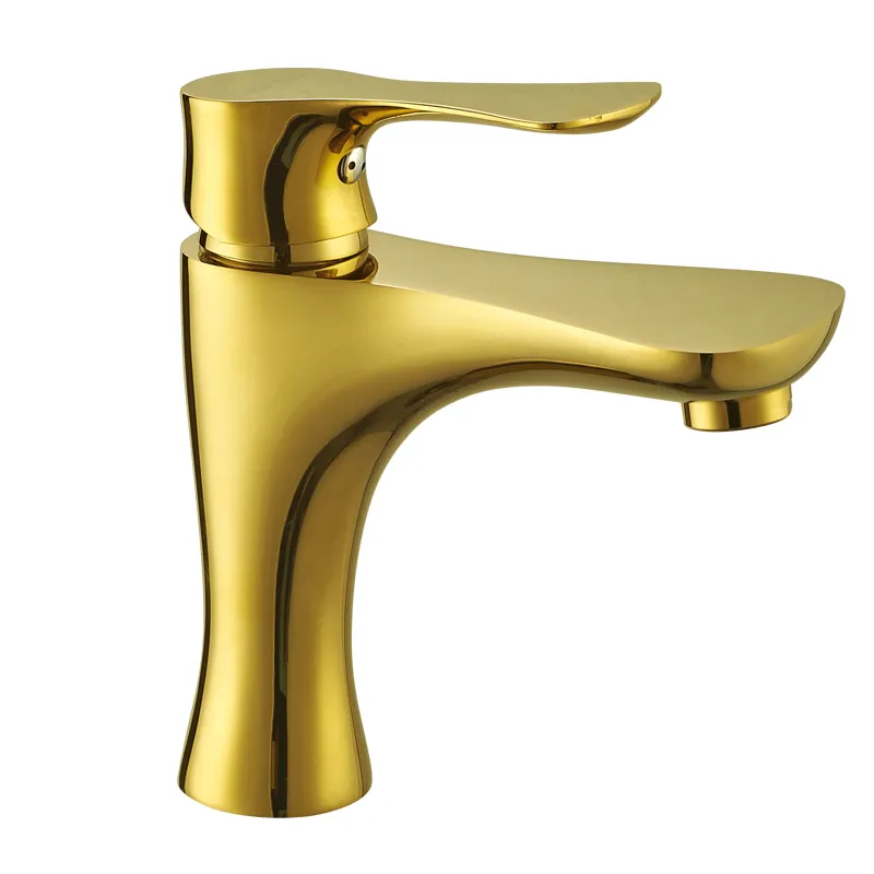 Deck Mounted Brass Golden Basin Tapware