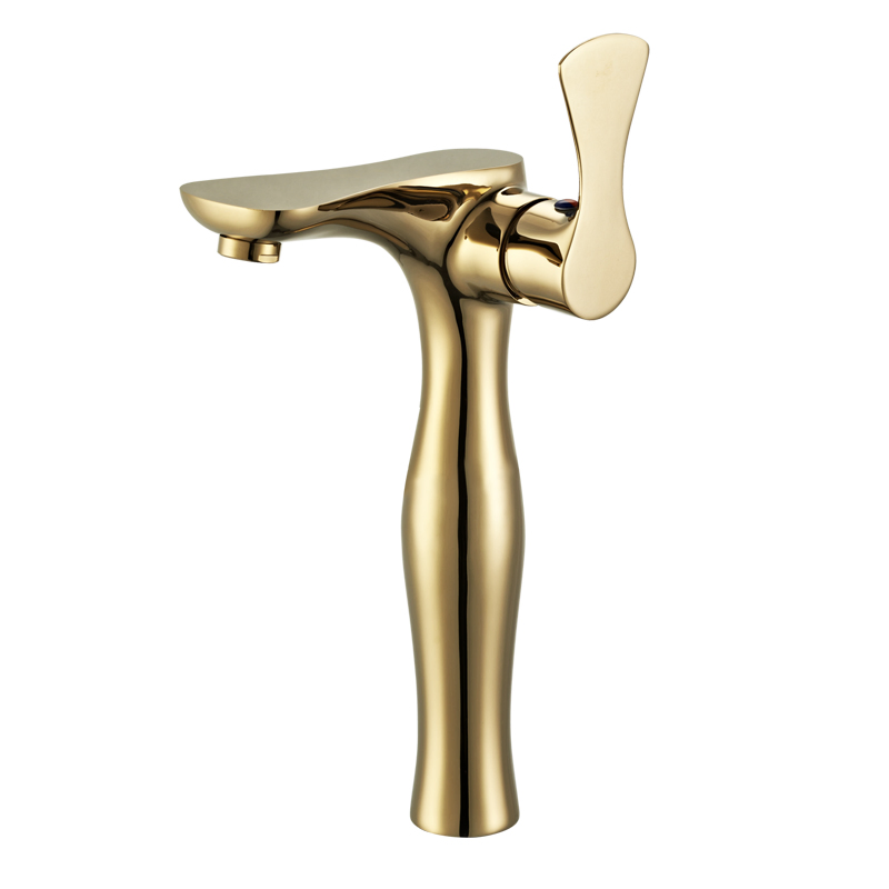 Deck Mounted Brass Golden Basin Tapware
