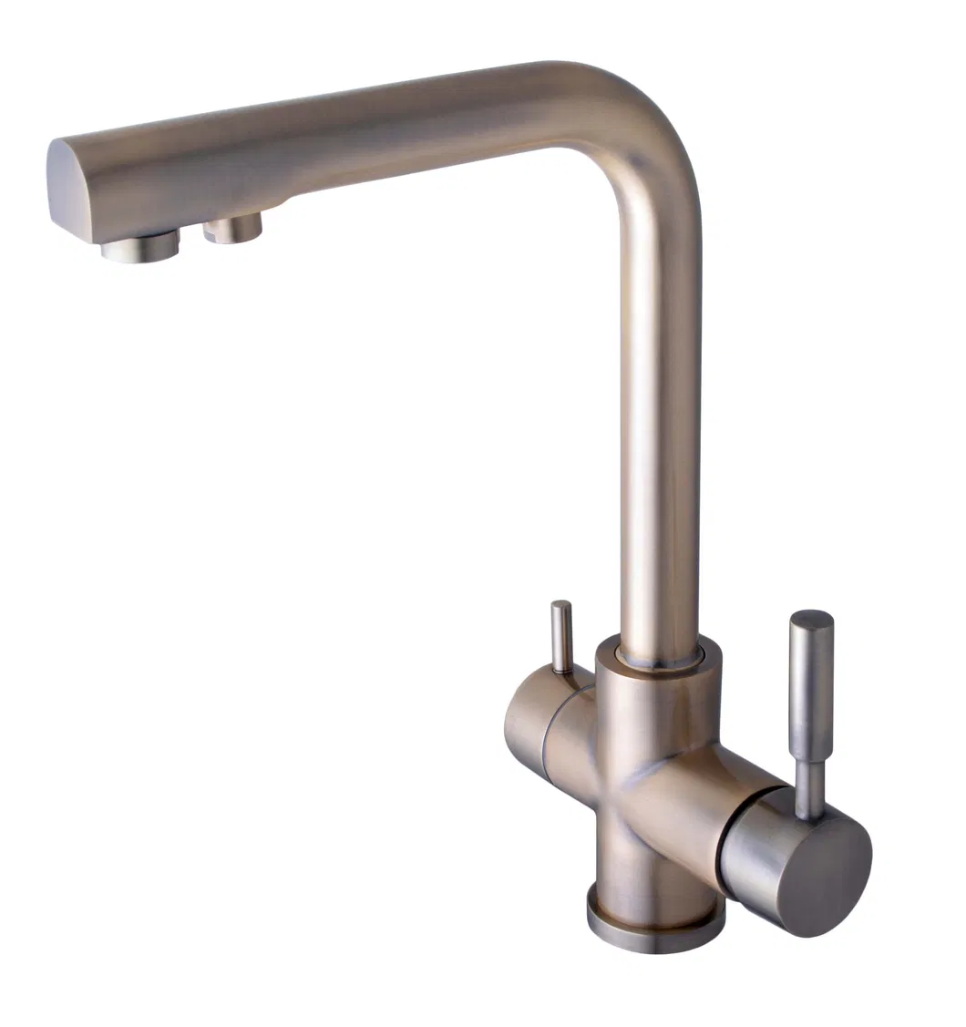 Double Handle Brass Kitchen Sink Faucet With Drinking Water(H23-888-BRONZE)