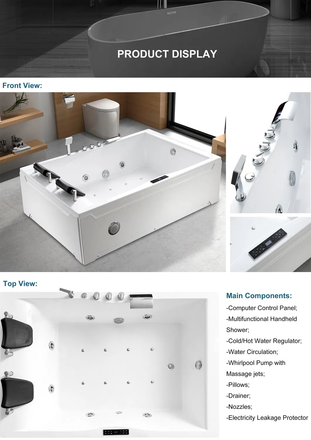 Drain Massage SPA for 2 Person Hot Tub