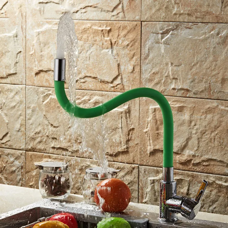 European Popular 360 Degree Rotatable Red Kitchen Faucet with Flexible Hose for Sale