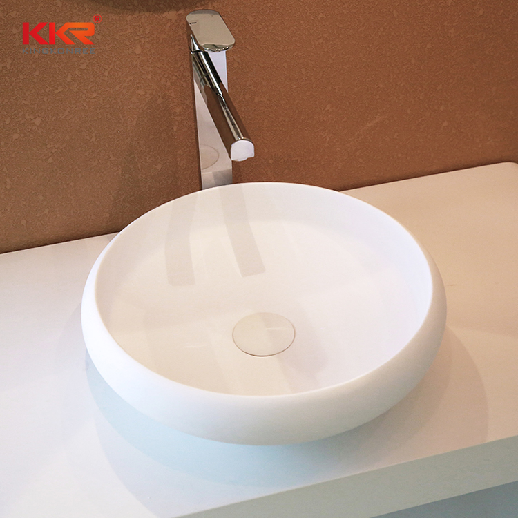 European Stylish Round Shape Solid Surface Bathroom Sink Basin