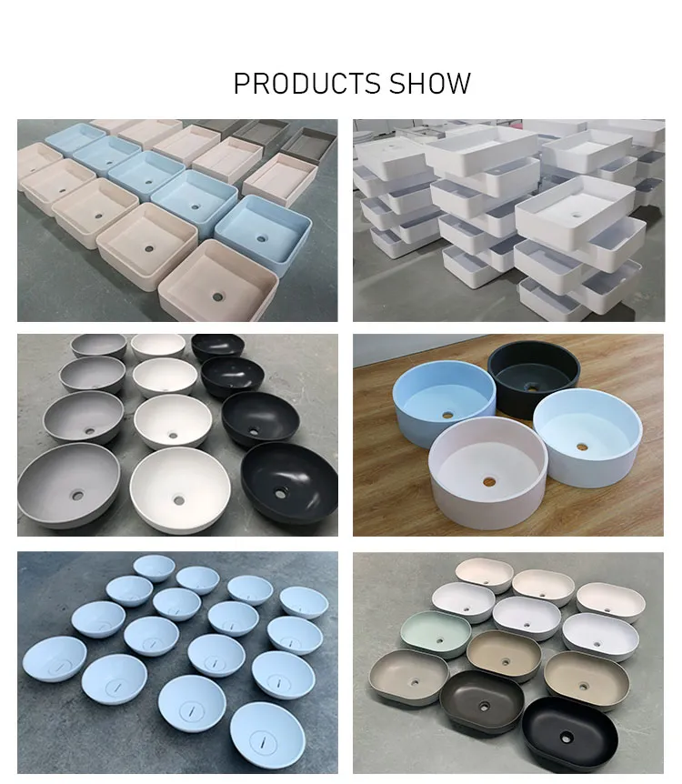 European Stylish Round Shape Solid Surface Bathroom Sink Basin