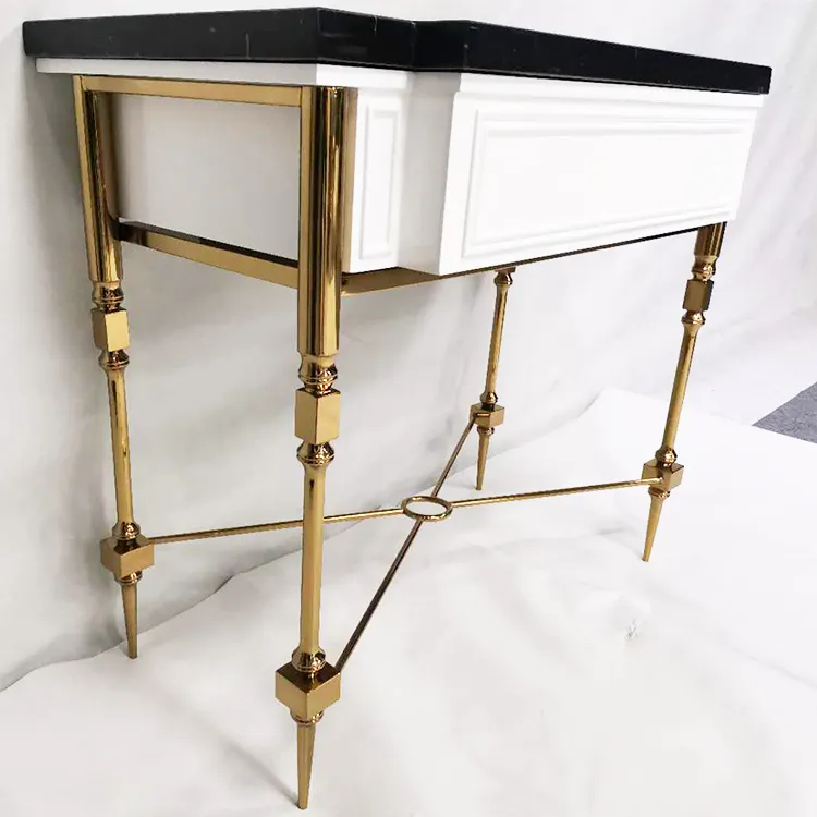 Factory Custom Bathroom Furnitures Black Top Marble Washstand for Hotel