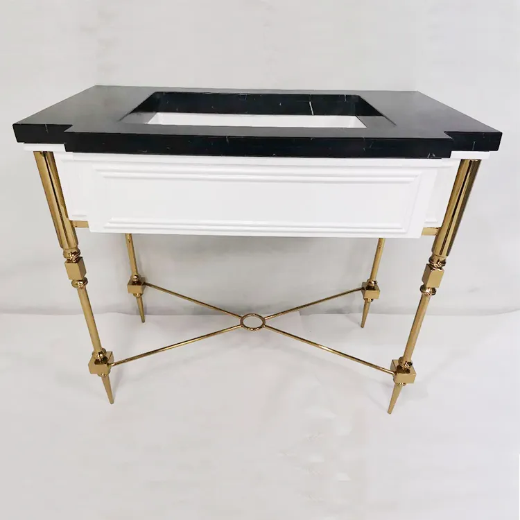 Factory Custom Bathroom Furnitures Black Top Marble Washstand for Hotel