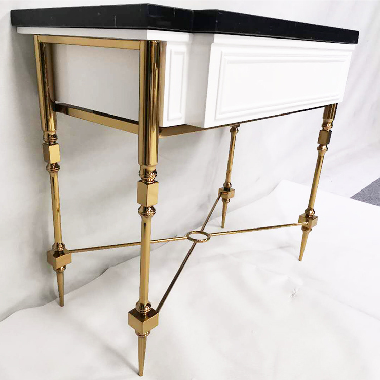 Factory Custom Bathroom Furnitures Black Top Marble Washstand for Hotel