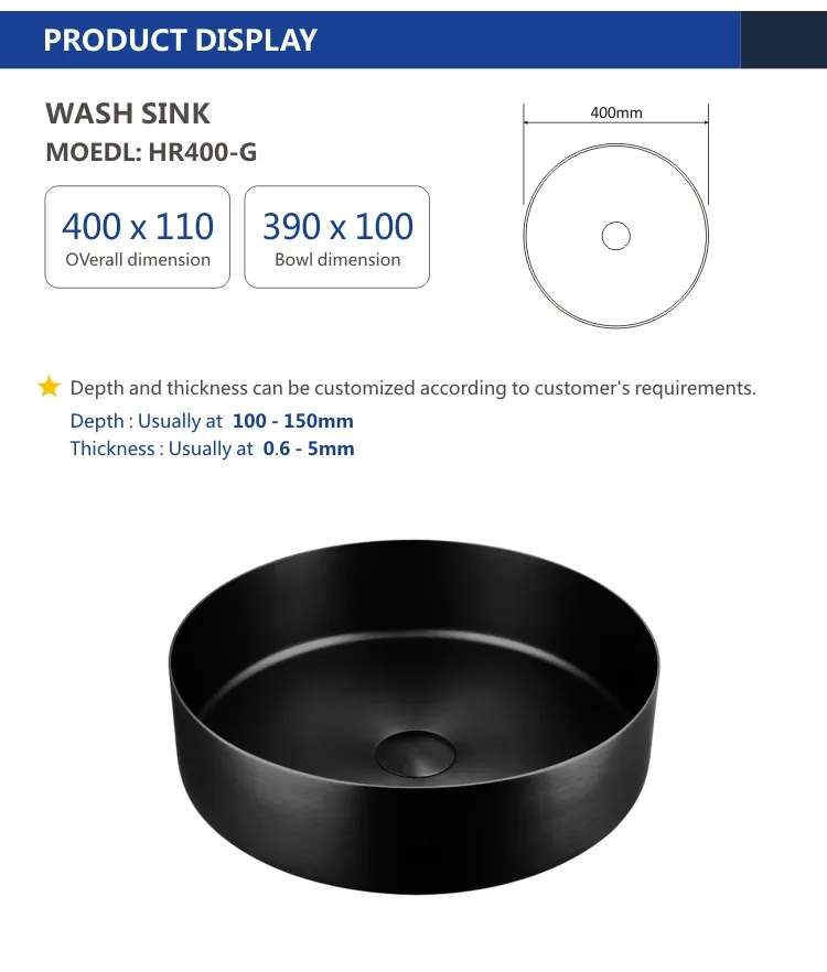 Factory Supply Non-Seepage Water Stainless Steel Bathroom Water Vessel Sink